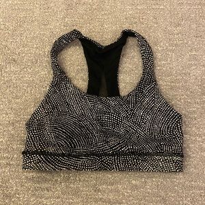 lululemon mesh racerback sports bra black and white dot size 2